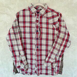 Looptworks Heavy Flannel Red Black Plaid Work Shirt Upcycled, Chest 44" Y2K